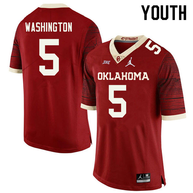 Jordan Brand Youth #5 Woodi Washington Oklahoma Sooners College Football Jerseys Sale-Retro